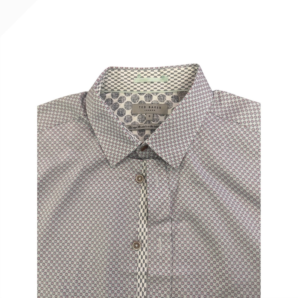 Hickey Freeman Button Down Shirt Mens Size XL Blue Geometric Short Sleeve